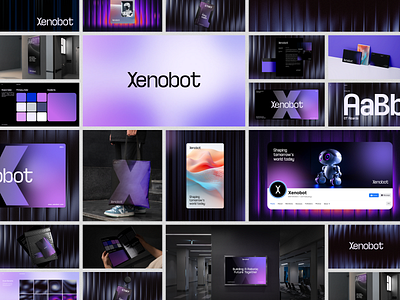 Xenobot - Visual Brand Identity animation brand strategy brandidentity branding design design system gradient graphic design guidelines identity logo logo design logo design branding mockup motion graphics pattern premium robotics typography visual identity