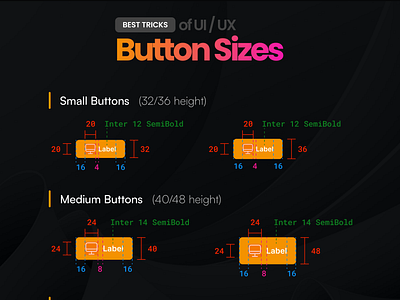 Button Sizes 3d app design graphic design illustration minimal typography ui ux