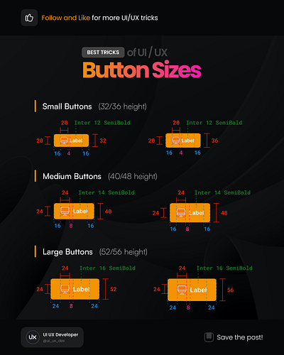 Button Sizes 3d app design graphic design illustration minimal typography ui ux