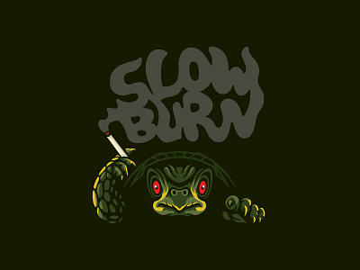 Slow Burn design graphic design illustration illustrator slow burn smoking turtle