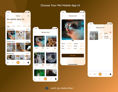 Pet Mobile App UI | Adopt Your Fav | Mobile App UX/UI app app ui branding cat design graphic design illustration imags logo mobile pet app ui ui uiux ux vector vectors