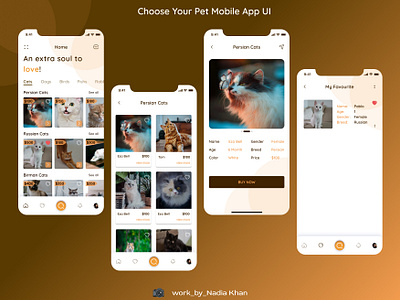 Pet Mobile App UI | Adopt Your Fav | Mobile App UX/UI app app ui branding cat design graphic design illustration imags logo mobile pet app ui ui uiux ux vector vectors