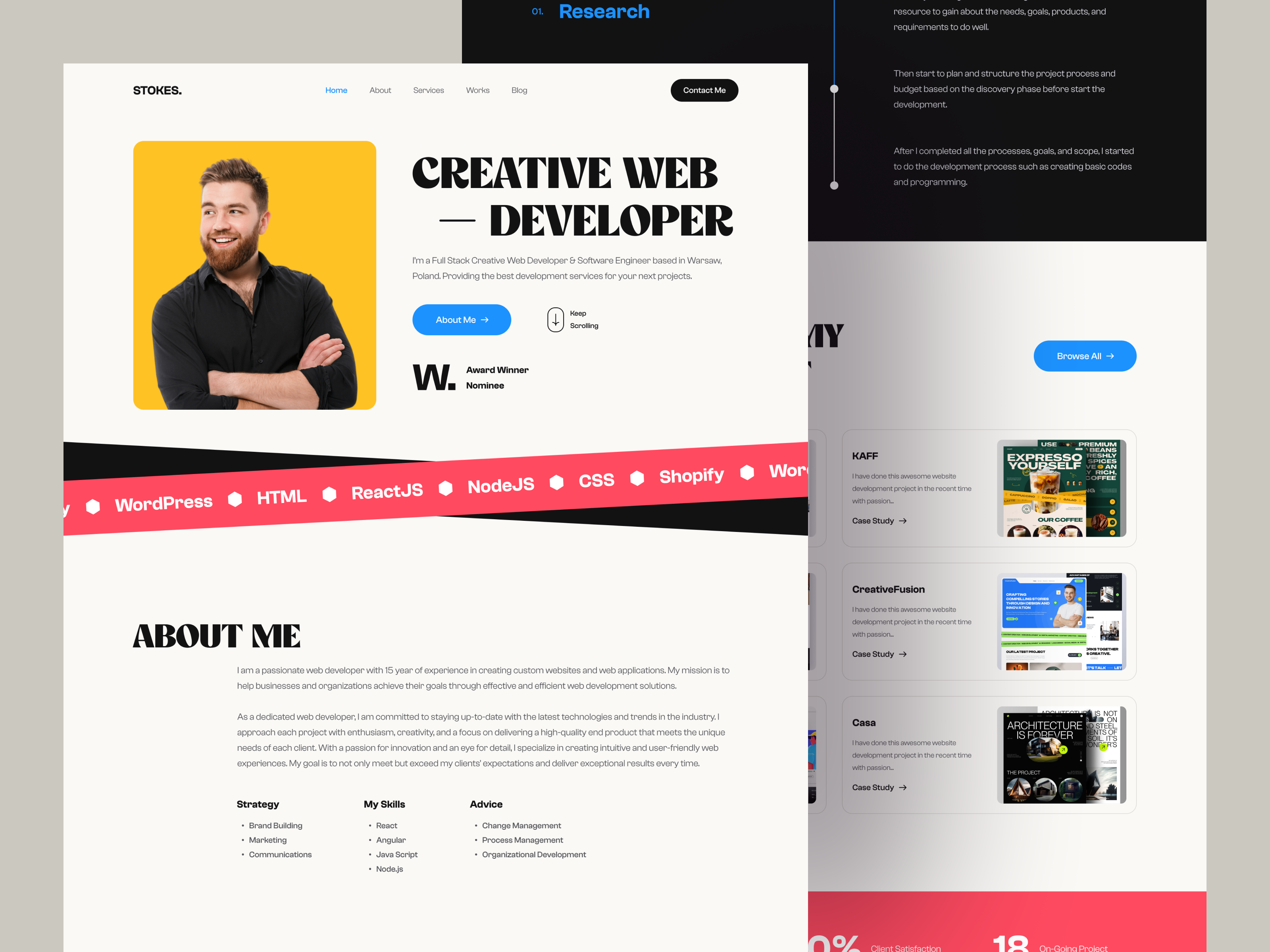 Developer Portfolio Landing Page developer developer portfolio development homepage landing page personal portfolio ui design uiux web design web ui website
