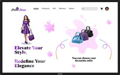 Ladies Purse Website User Interface Design ai image fashion ladies fashion pink purple purse ui user interface website