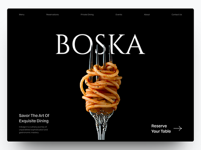 Boska - Luxury Dining Website branding design dining graphic design illustration landing page luxury premium restaurant serif ui web design website