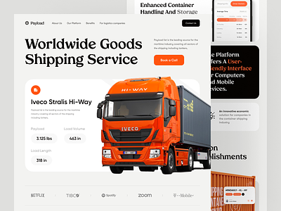 Playload-Cargo Delivery Website Design cargo cargo delivery delivery freight homepage landing page logistics company navigation parcel shipment shipping transport website website design