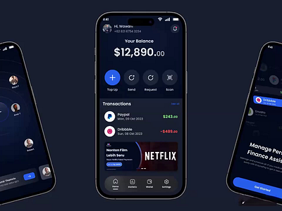 Wanllet (E-Wallet Mobile Design) dark design e wallet figma mobile mockup money ui uiux wallet