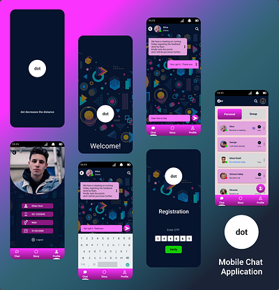 dot - A mobile chatting App animation design figma ui ux