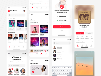 Tunify - Music Streaming Mobile App album android app app design ios live music melody mobile mobile app mobile design music app music streaming app playlist real time music sound spotify streaming app toko design ui kit uidesign