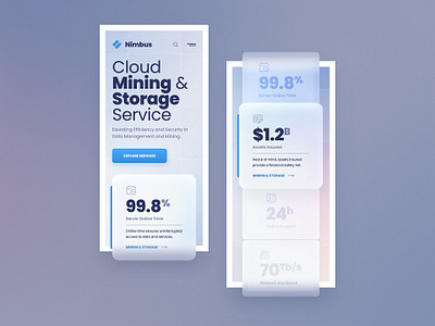 Nimbus Mobile branding cloud crypto design drawingart logo mining responsive storage ui ux web website