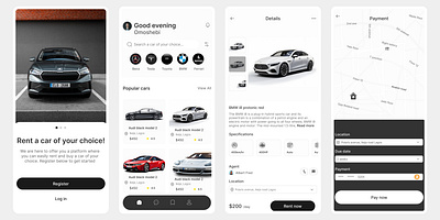 Car rental app design figma mobile design ui ui ux uiux ux web design