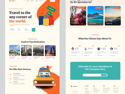 Travel Service Website Page landingpage ui design website
