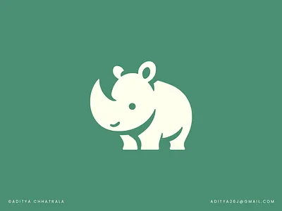 Cute Rhino - Logo Design animal animals brand identity brand mark branding design icon identity illustration jungle kids logo logo designer mark mascot modern logo protection simple minimal symbol wildlife