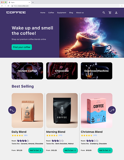 Online Coffee Shop coffee shop daily ui dailyui e commerce ecommerce ecommerceui graphic design online shop online store onlineshop shopping store ui ui design uidesign ux web website websiteui