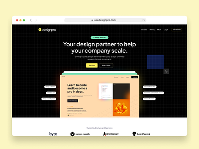 Designpro - Your design partner to help your company scale. branding designpro landing page request scale website