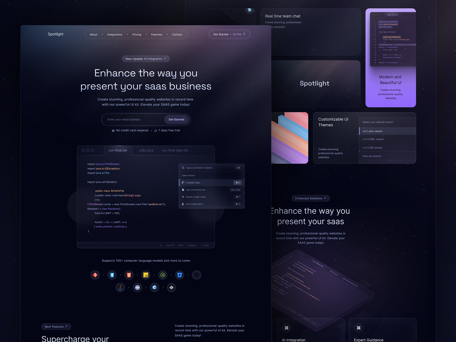 Dark Theme : Saas landing page by Khaled Nacer bey on Dribbble