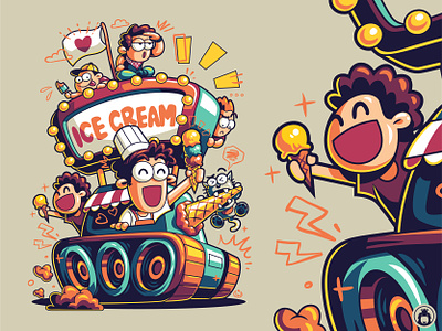 Make Ice Cream, Not War. apparel cheerful child fun funny ice cream illustration kid merch t shirt tank tee tshirt vector vibrant war