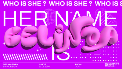 WHO IS SHE ? 3d graphic design poster purple y2k