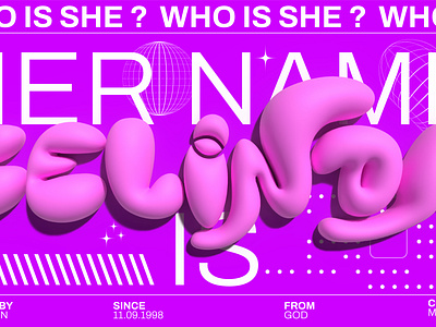 WHO IS SHE ? 3d graphic design poster purple y2k