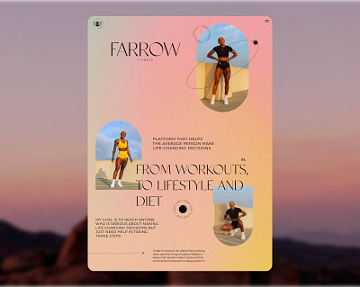 Farrow Fitness colourful design digital design elegant feminine fitness golden hour grainy graphic design web design