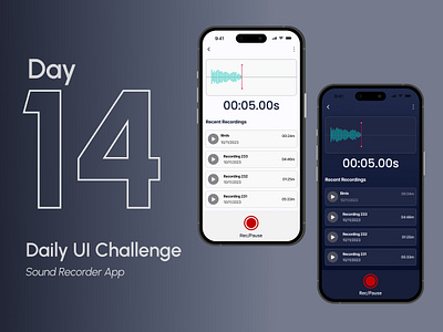 Daily UI Challenge/Sound Recorder App mobile sound recorder app ui voice recorder