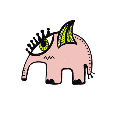 Pink elephant art character graphic design ill illustration merch sticker