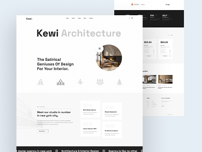 Kewi Architecture & Interior Design Agency Website app architecture dashboard footer header interior kewi landing page service trending design ui ui design ux ux design
