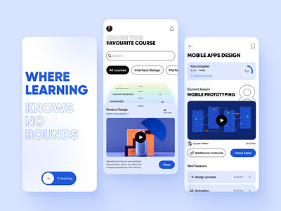 Course Platform App app clean course design education learning lesson minimal minimalist mobile mobile design online online course platform profile study tutor video lesson