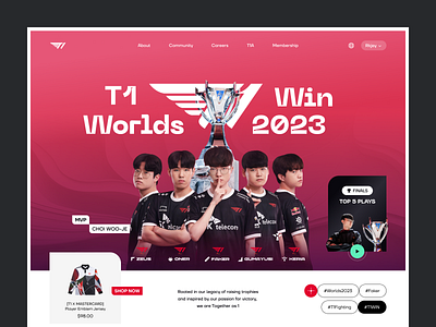 T1 Website cyber cybersport esports faker games gaming site hero section homepage interface layout leagueoflegends main page portal t1 team ui ux web webdesign website
