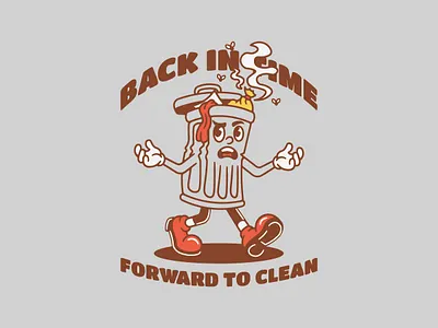Trash Can 60s 70s brand brand identity branding cartoon character classic cleaner design graphic design illustration logo mascot retro trash can vector vintage
