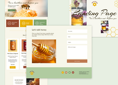 Mel Dulce Organic Honey Landing Page Design branding design graphic design honey landing page logo logo logo design organic honey ui ui design ux design webdesign
