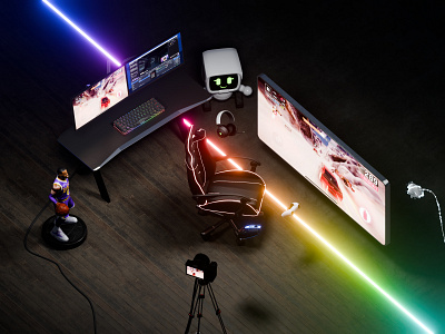 3D Gaming Room 3d 3d phone 3d render blender gaming gaming room render rendering room streaming