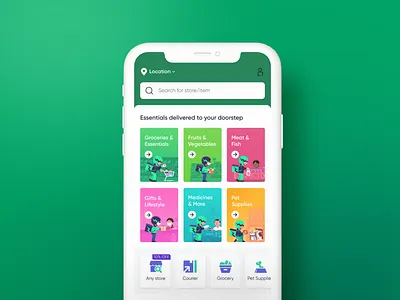 Dunzo l Home Screen branding cards design graphic design ui