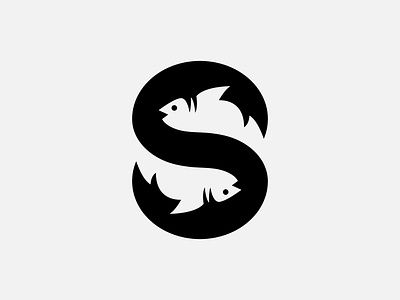 Letter S Fish Logo Design fish letter s letter s fish letter s fish logo letter s logo logo negative space