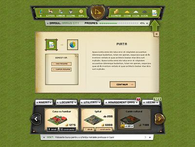 Mining Game UI building competition concept design thinking expand fantasy game game ui graphics interaction mining ux