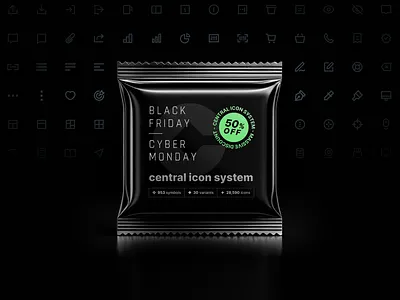 central / Black Friday 50% OFF blackfriday deal icon icon set icon system iconography icons iconset illustration pictograms symbols vector