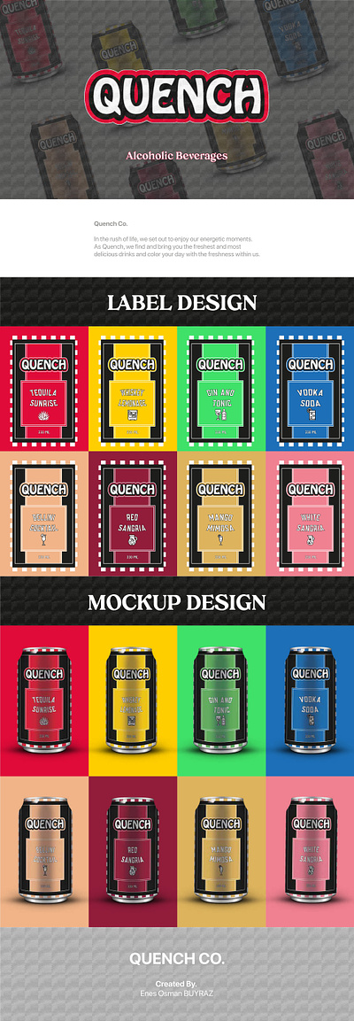 QUENCH - Drink Label Design branding drinking graphic design label logo packaging