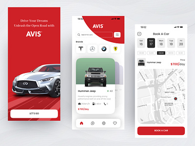 AVIS App Redesign - Rental Car app avis book a car book car brand car clean day design figma map minimal rental rental app rental car rental car application ui ux