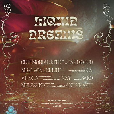 Poster design for LIQUID DREAMS 3d blender graphic design photoshop poster unreal engine