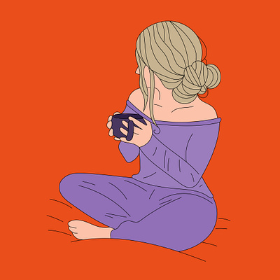 A girl in cute pajamas hugs a pillow app branding design graphic design illustration logo typography ui ux vector