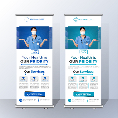 Medical Roll-Up Banner Template Design billboard clinic doctor graphic design health healthcare hospital hospitality design medical pop up banner roll up banner roller banner rollup banner signage yard sign yard signs