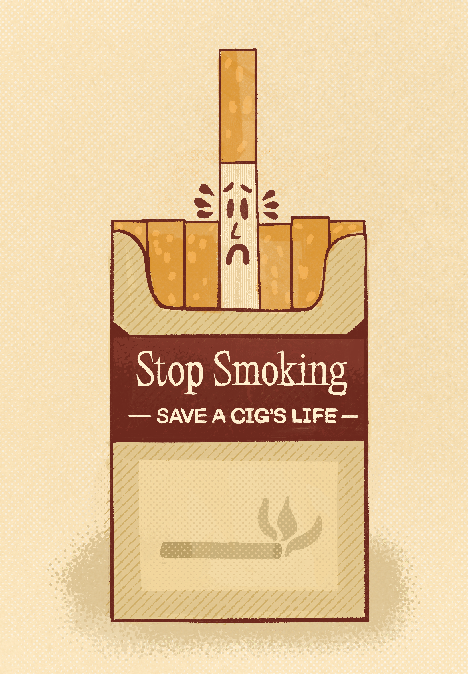 Stop Smoking anti smoking art direction character character design cig cigarette colorful design funny funny cigarette humorous illustration merch procreate smoking surreal texture truegrit