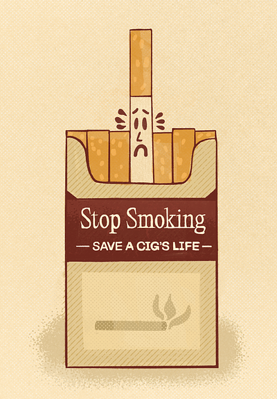 Stop Smoking anti smoking art direction character character design cig cigarette colorful design funny funny cigarette humorous illustration merch procreate smoking surreal texture truegrit