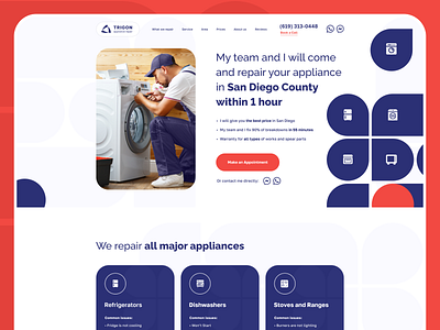 Appliance repair Landing Page design concept appliance appliance repair figma landing page minimal repair repairman ui website