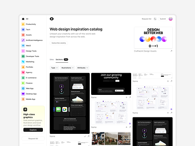 Curated.design WIP catalog clean curated design gallery inspiration landings light simple web webdeisgn webdesign