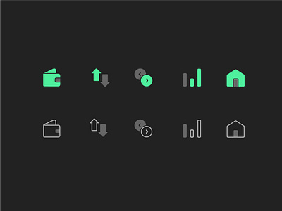 App icon (tab bar) app app icon bitcoin blockchain branding buy dark mode design exchange graphic design home icon icon illustration nav bar sell tab bar transfer icon ui wallet icon