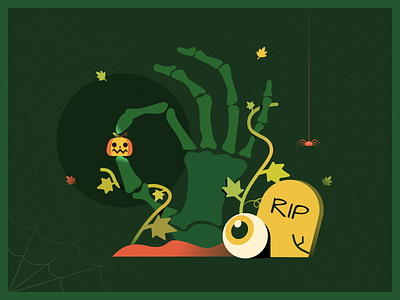 Tiny Treasure 09: Trick or Treat! animation bones eye fall green halloween hands illustration ivy miniature marvel motion graphics nature pumpkin series skeleton spider spooky tiny treasure vines