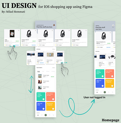 UI Design for IOS shopping app using Figma (Homepage) figma figma design homepage homepage design ui uidesign user interface user interface design