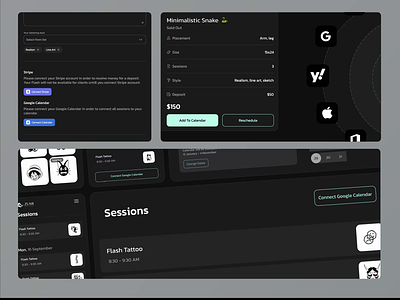 Seamless Stripe Integration, and Effortless Scheduling animation booking calendar integration logo mobile first design approach platform ui design showcase ux design best practices web design for startups web interface design