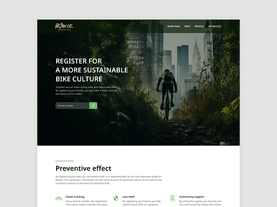 Website for registering your bike license plate number bicycle bike block code design hero landing site sport ui uiux website